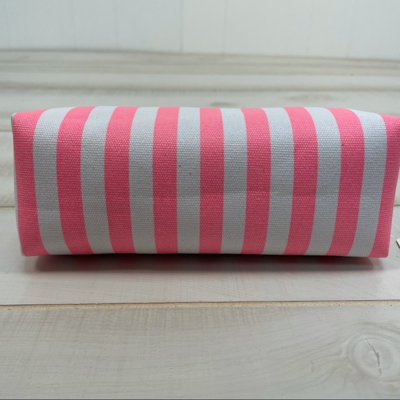 Victoria’s Secret Pink & White Stripe Fabric Zip Case - Picture 3 of 6